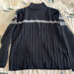 Mens Nautical Jeans black and grey one stripe turtleneck sweater large